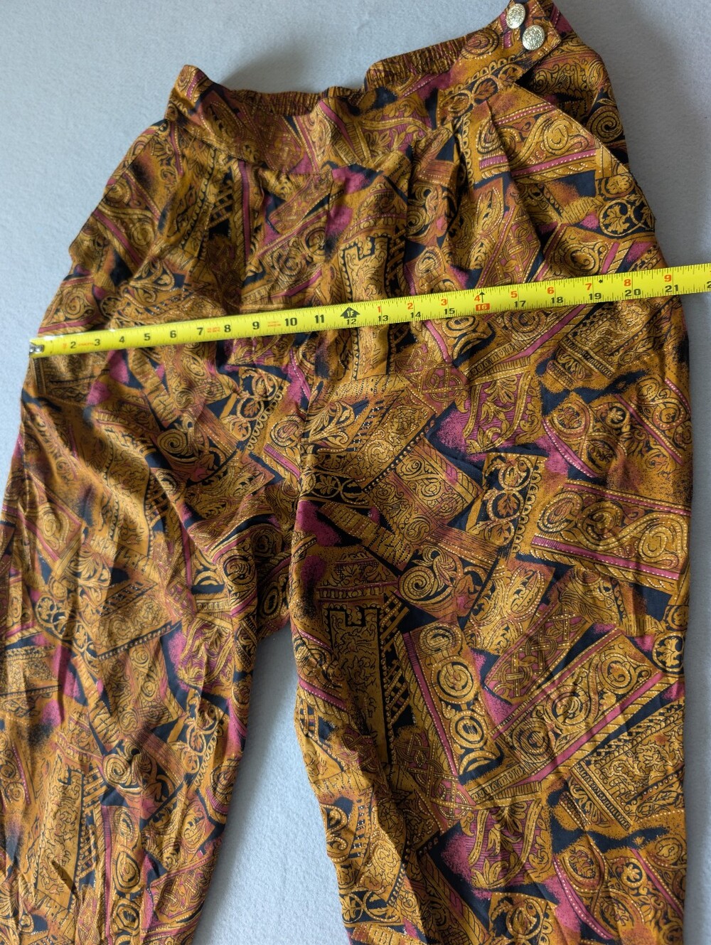 Vintage Maximalist High Waisted Baroque Print Trousers Mob Wife Sz 10 Medium - Picture 13 of 15